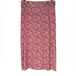 BERNADETTE Monica Skirt Sz EU42 US10 Pink Floral Garden Print Midi Skirt Stretch